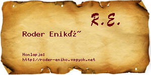 Roder Enikő névjegykártya